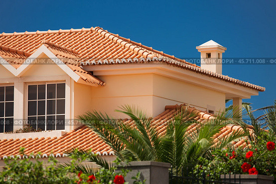 Tiled roof of a large house. Стоковое фото, фотограф Дмитрий Киселёв / Фотобанк Лори