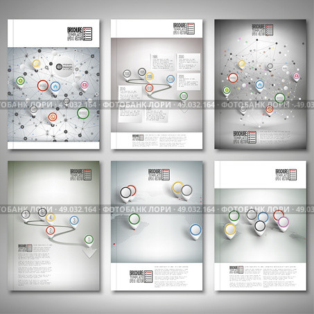 Timeline, abstract network and world map with pointer marks. Brochure, flyer or report for business, template vector. Стоковая иллюстрация, агентство Ingram Publishing / Фотобанк Лори