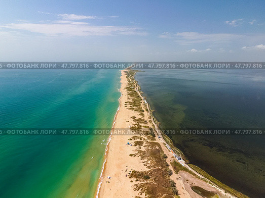 Top view of Bugaz Spit in Krasnodar Territory. Стоковое фото, фотограф Олег Спиридонов / Фотобанк Лори