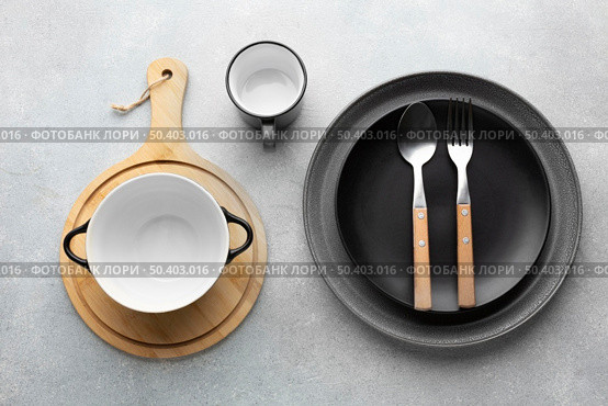 top view tableware collection 9. Стоковое фото, агентство Ingram Publishing / Фотобанк Лори