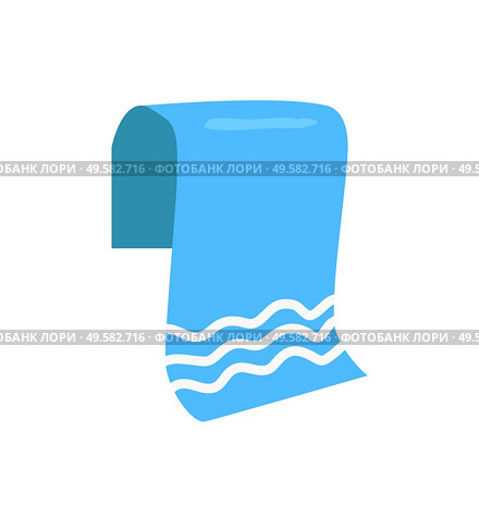 Towel for beach emblem isolated vector icon in cartoon style. Folded terry cloth, tissue for wipe single simple element, front view primitive badge. Towel for Beach Isolated Vector Cartoon Emblem. Стоковая иллюстрация, агентство Ingram Publishing / Фотобанк Лори