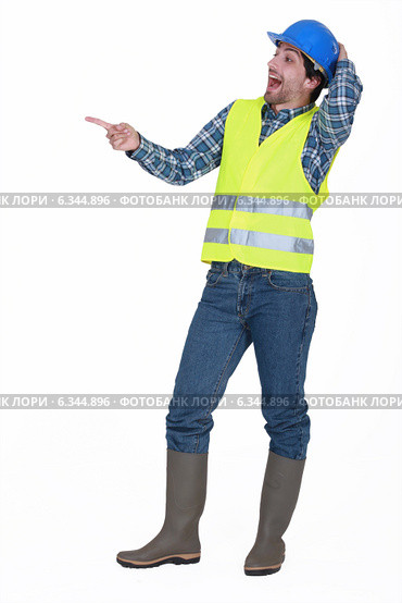Tradesman laughing. Стоковое фото, фотограф Phovoir Images / Фотобанк Лори