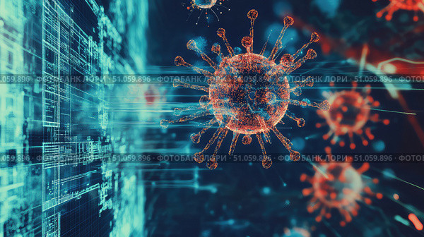 transmission zooming into epidemiology model ai generated. Стоковое AI-изображение, AI-художник Vectorwin / Фотобанк Лори