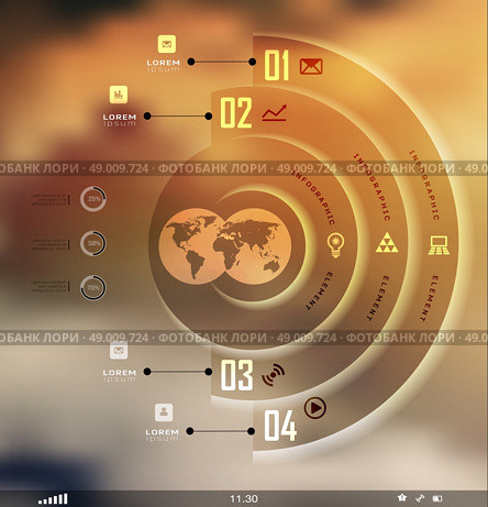 Transparent business Infographics, plat elements. Shadows options, diagram on blur landscape can be used for workflow layout, banner, step up options,  number options,  web template. Стоковая иллюстрация, агентство Ingram Publishing / Фотобанк Лори