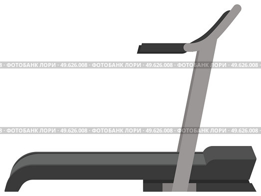 Treadmill in vector, running fitness simulator. Training apparatus, equipment for the gym isolated on white background. Physical trainer for sports walking or running, professional cardio simulator. Isolated treadmill in vector, running fitness simulator. Training apparatus, equipment for the gym. Стоковая иллюстрация, агентство Ingram Publishing / Фотобанк Лори