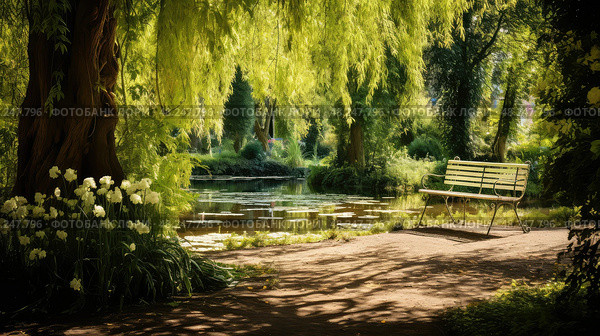 trees monet house ai generated. Стоковое AI-изображение, AI-художник Vectorwin / Фотобанк Лори