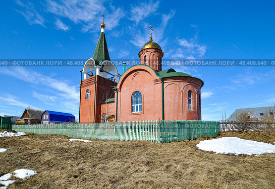 Церковь Георгия Победоносца (Георгиевская церковь). Село Солобоево. Исетский район. Тюменская область (2019 год). Стоковое фото, фотограф Александр Тараканов / Фотобанк Лори