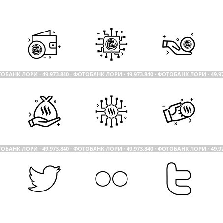 twitter , flicker , twitter, Nexus , nxs , crypto , currency , crypto cuurency , money , exchange , coin , dollar , graph , icon, vector, design,  flat,  collection, style, creative,  icons. Стоковая иллюстрация, агентство Ingram Publishing / Фотобанк Лори