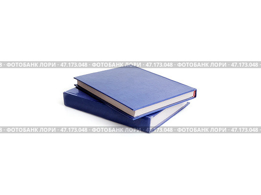 Two books in blue cover with white sheets isolated on a white background. Стоковое фото, фотограф Елена  Попкова / Фотобанк Лори