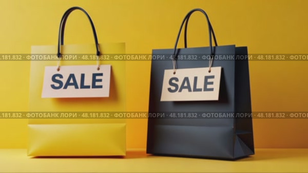 Two shopping bags with the word Sale written on them. Стоковое AI-видео, аниматор Sergey Grishin / Фотобанк Лори