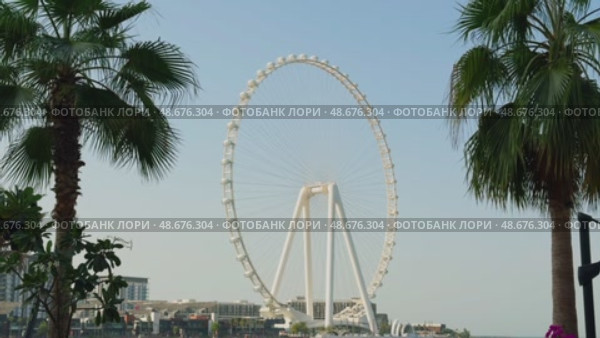 UAE, Dubai, 21 November 2024: The famous largest observation wheel The Eye of Dubai at sunset - Ain Dubai, island Bluewaters. Редакционное видео, видеограф Vladimir Drozdin / Фотобанк Лори