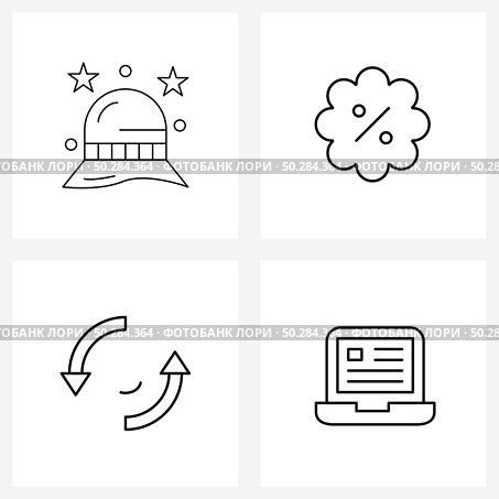 UI Set of 4 Basic Line Icons of Pamela, repeat, fashion, percent, circle Vector Illustration. Стоковая иллюстрация, агентство Ingram Publishing / Фотобанк Лори