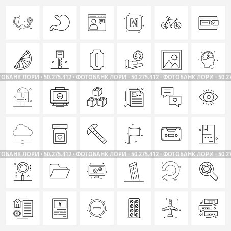 Universal Symbols of 36 Modern Line Icons of fitness, m, message, text, alp abates Vector Illustration. Стоковая иллюстрация, агентство Ingram Publishing / Фотобанк Лори