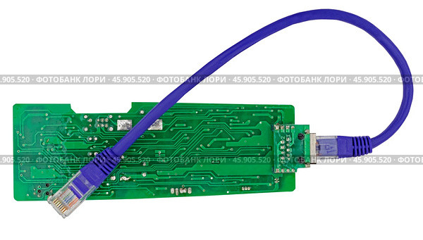 USB сетевой адаптер и сетевой кабель на белом фоне. USB network adapter with LAN wire on white background. Стоковое фото, фотограф Татьяна Д / Фотобанк Лори