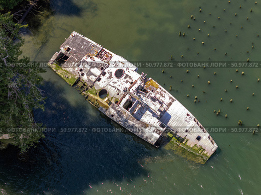 USS Plainview AGEN-1 ship wreck columbia. Стоковое фото, фотограф Mark Agnor / Фотобанк Лори