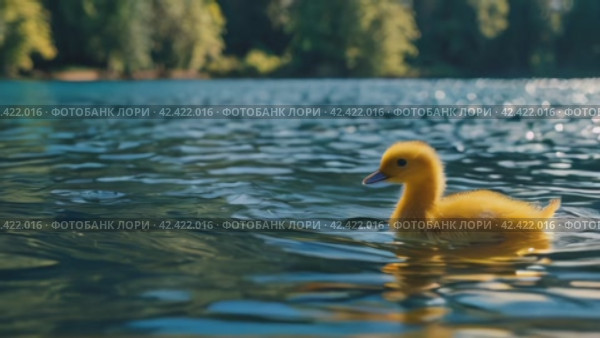 Утенок плывет по воде. Стоковое AI-видео, аниматор Виктория Кольцова / Фотобанк Лори