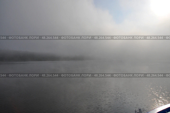 Утренний туман на реке Волга. (2024г.) Стоковое фото, фотограф Вера Смолянинова / Фотобанк Лори