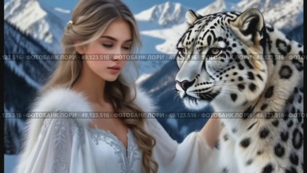 В горах с барсом. Стоковое AI-видео, аниматор Антонина Тарасова / Фотобанк Лори