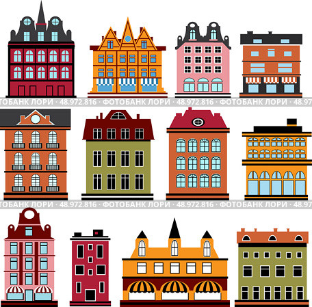 Various variants of houses on the white. Стоковая иллюстрация, агентство Ingram Publishing / Фотобанк Лори
