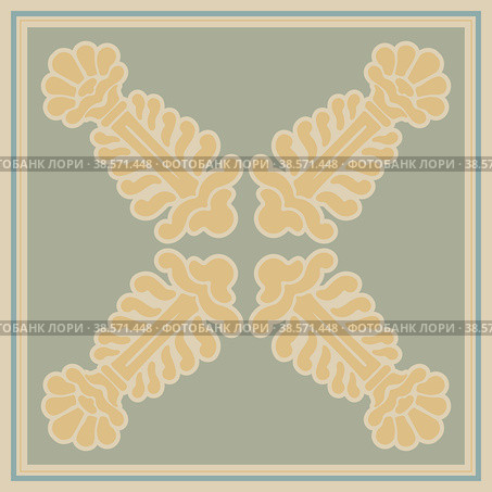 Vector decorative floral element in Assyrian style. Стоковая иллюстрация, иллюстратор Елена  Попкова / Фотобанк Лори