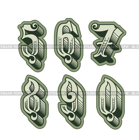 Vector decorative original alphabet numbers font. Стоковая иллюстрация, иллюстратор Александр Володин / Фотобанк Лори