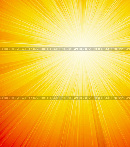 Vector orange shiny sun background with sunbeams, sunrays. Стоковая иллюстрация, агентство Ingram Publishing / Фотобанк Лори