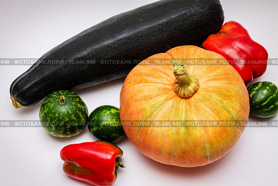 Vegetable harvest close-up on a white background. Стоковое фото, фотограф Татьяна  Коненкова / Фотобанк Лори