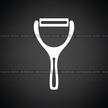 Vegetable peeler icon. Black background with white. Vector illustration. Стоковая иллюстрация, агентство Ingram Publishing / Фотобанк Лори