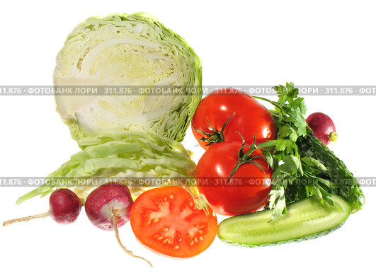 Vegetables Свежие летние овощи. Изолированно. Стоковое фото, фотограф Людмила Иванова / Фотобанк Лори