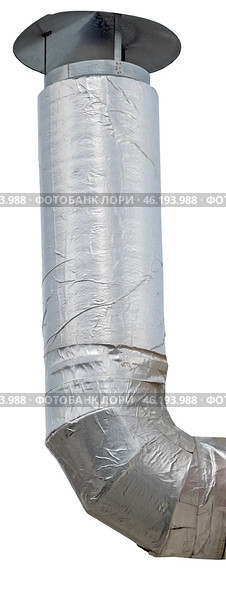 Вентиляционная труба или воздуховод. Large industrial shiny metal pipes on white background. Стоковое фото, фотограф Татьяна Д / Фотобанк Лори