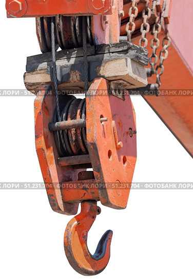 Верхняя балка подъемного крана на белом фоне. Close up at top beam of crane mobile on white background. Стоковое фото, фотограф Татьяна Д / Фотобанк Лори