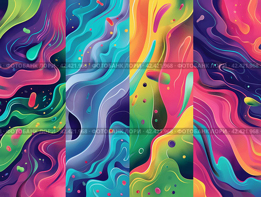 Vibrant Abstract Liquid Waves. Стоковое AI-изображение, AI-художник Кирилл Черезов / Фотобанк Лори