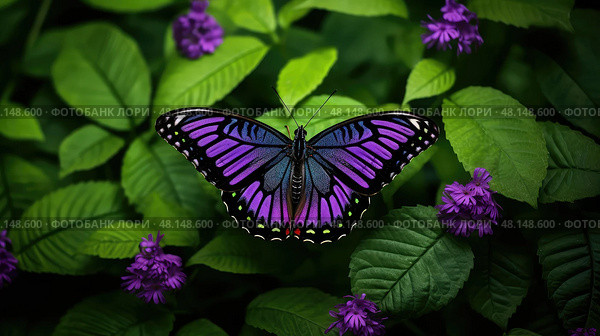 vibrant butterfly purple ai generated. Стоковое AI-изображение, AI-художник Vectorwin / Фотобанк Лори