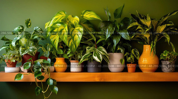 vibrant golden pothos ai generated. Стоковое AI-изображение, AI-художник Vectorwin / Фотобанк Лори