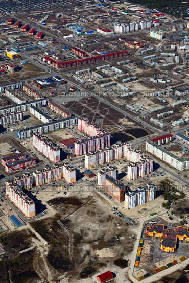 Вид на город Лянтор сверху (2015 год). Стоковое фото, фотограф Владимир Мельников / Фотобанк Лори