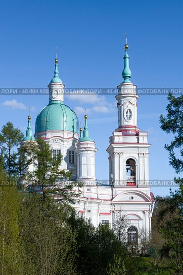 Вид на старинный Екатерининский собор (1782г.) солнечным майским днем. Кингисепп, Ленинградская область (2023 год). Стоковое фото, фотограф Виктор Карасев / Фотобанк Лори