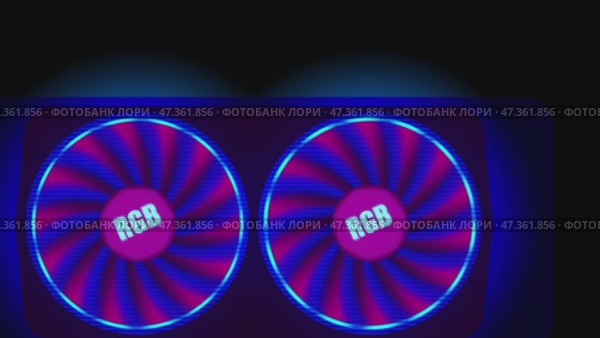 Video graphics card with rotating cooling fans. Стоковая анимация, аниматор Vladislav_v / Фотобанк Лори