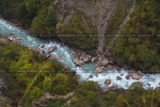 View of Cherek gorge in the Caucasus mountains. Стоковое фото, фотограф Юлия Белоусова / Фотобанк Лори