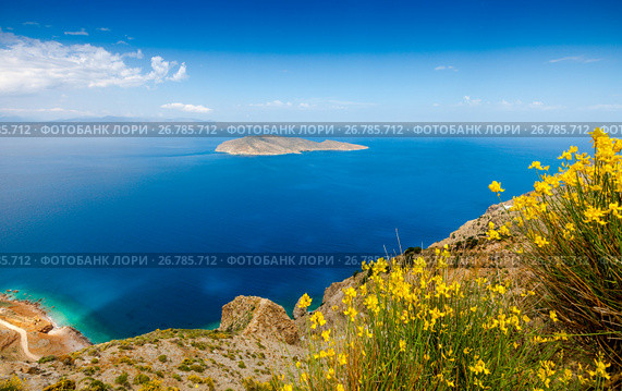 View of Mirabello Bay and Pseira Island, Sitia, Crete, Greece (2017 год). Стоковое фото, фотограф photoff / Фотобанк Лори