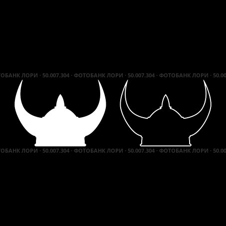 Viking helmet icon set white color vector illustration flat style simple image. Стоковая иллюстрация, агентство Ingram Publishing / Фотобанк Лори