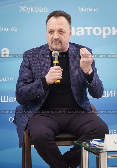 Виктор Гусев - спортивный комментатор, российский телеведущий Viktor Gusev - sports commentator, Russian TV presenter (2018) Редакционное фото, фотограф Мария Ромасюкова / Фотобанк Лори