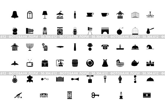 Vintage objects concept black color set solid style vector illustration. Vintage objects concept black color set solid style image. Стоковая иллюстрация, агентство Ingram Publishing / Фотобанк Лори