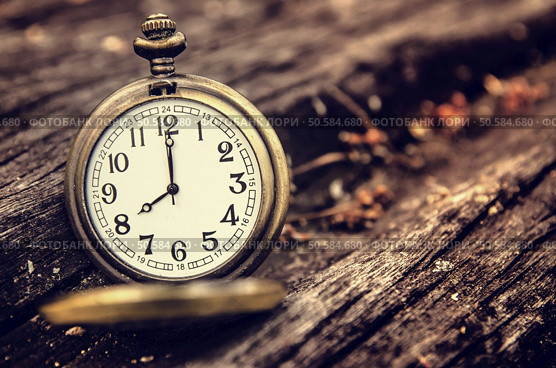 vintage pocket watch on grunge wood log. Стоковое фото, агентство Ingram Publishing / Фотобанк Лори