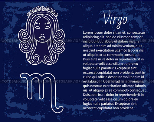 Virgo horoscope and zodiac sign decorative design in circle. Isolated icon of maiden in sketchy manner. Element for virgos or virgoans born in september and august months. Vector in flat style. Virgo Zodiac Sign of Horoscope, Astrology Symbol. Стоковая иллюстрация, агентство Ingram Publishing / Фотобанк Лори