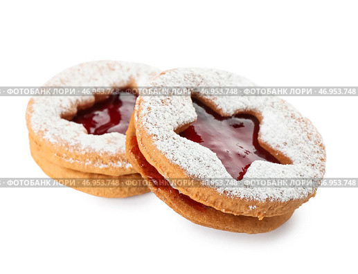 Вкусное печенье Linzer на белом фоне. Стоковое фото, фотограф Pixel_shot / Фотобанк Лори