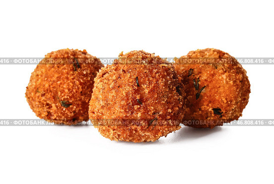Вкусные котлеты из трески на белом фоне. Стоковое фото, фотограф Pixel_shot / Фотобанк Лори