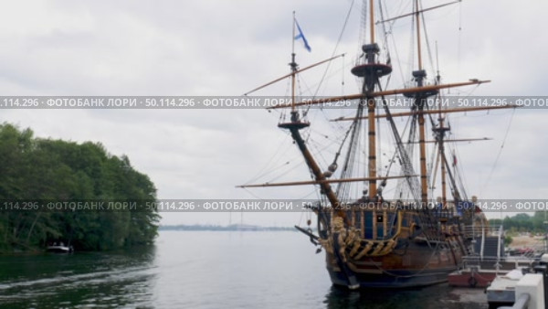 Voronezh, Russia, June 17, 2025: Goto Predestination ship museum on Petrovskaya embankment in summer. Редакционное видео, видеограф Катерина Белякина / Фотобанк Лори