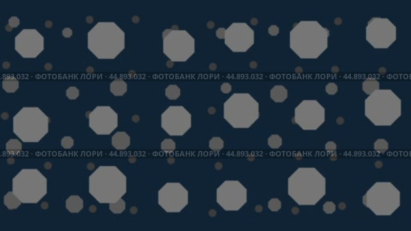 Восьмиугольные символы перемещаются горизонтально слева направо. Эффект параллакса. Плавающие символы расположены случайным образом. Плавная анимация в формате 4k на темно-синем фоне. Стоковое видео, видеограф Карпенко Алексей / Фотобанк Лори
