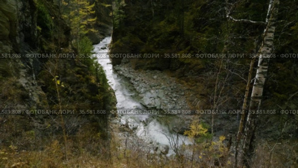 Восточные Саяны осенью. Горная река Кынгарга. Eastern Sayans in autumn. Mountain river Kyngarga. Стоковое видео, видеограф Евгений Романов / Фотобанк Лори