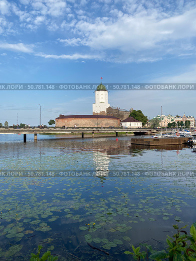 Выборгский замок с отражением. Редакционное фото, фотограф Natalya Belousova / Фотобанк Лори